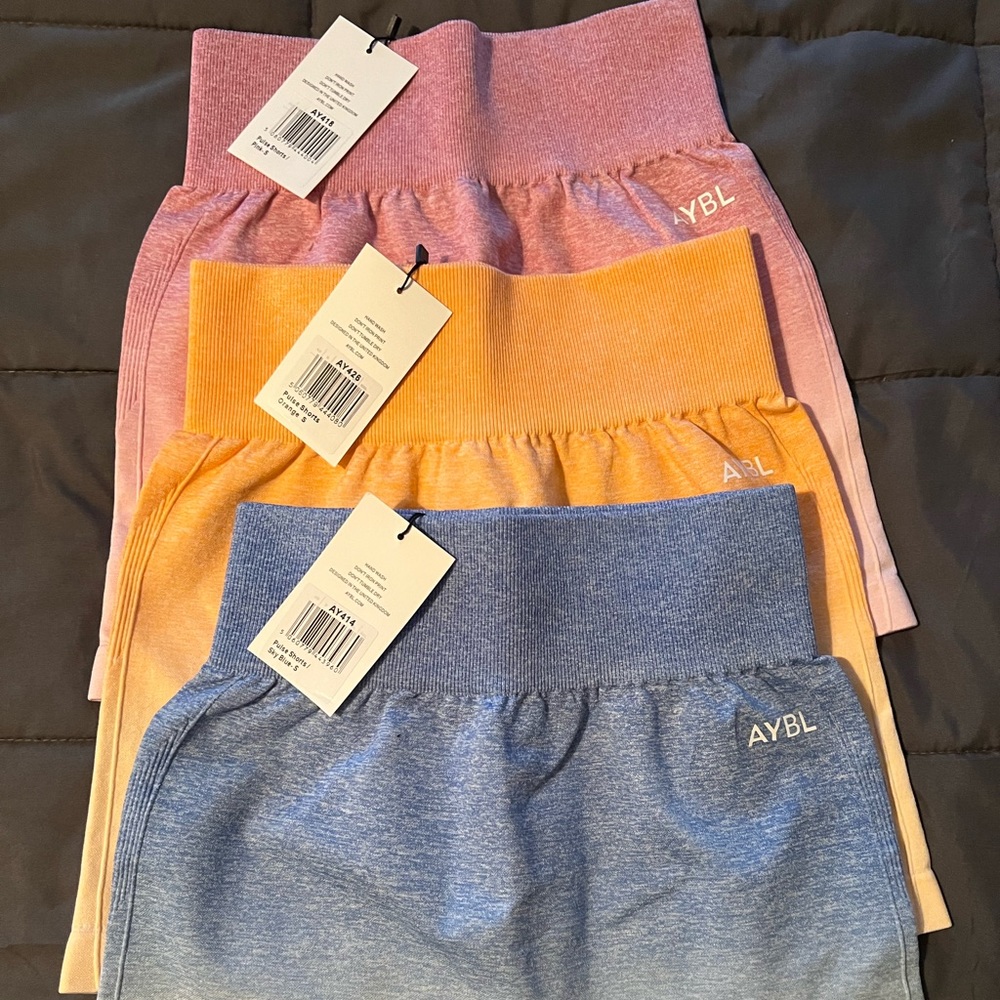 3 pairs of Aybl Pulse Ombré Seamless Shorts. Brand new.